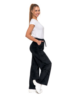 Welurowe dresowe spodnie damskie z szeroką nogawką - produkt 2