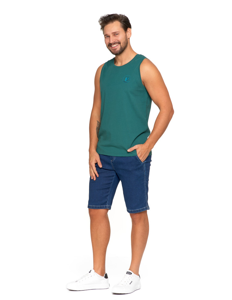 Koszulki, topy, koszule - Koszulka męska bez rękawów bawełniana tank top z nadrukiem TURKUSOWY - produkt moraj.pl 2
