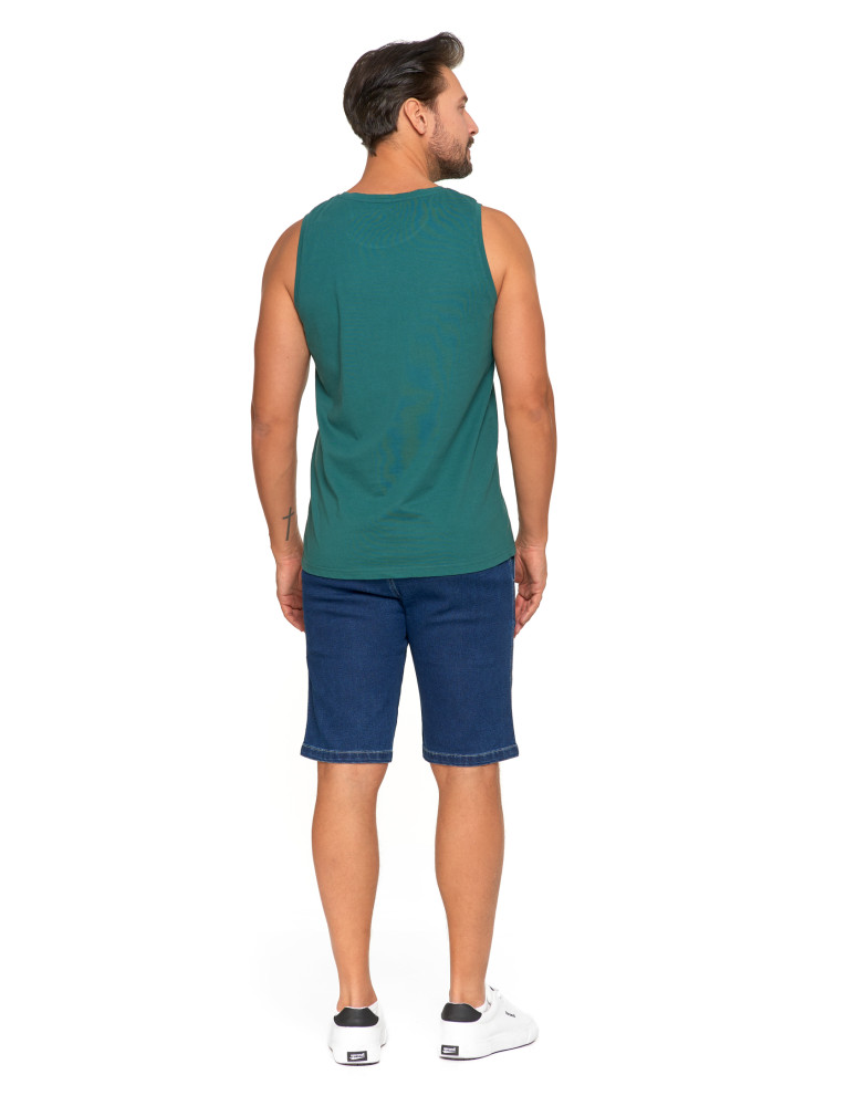 Koszulki, topy, koszule - Koszulka męska bez rękawów bawełniana tank top z nadrukiem TURKUSOWY - produkt moraj.pl 3