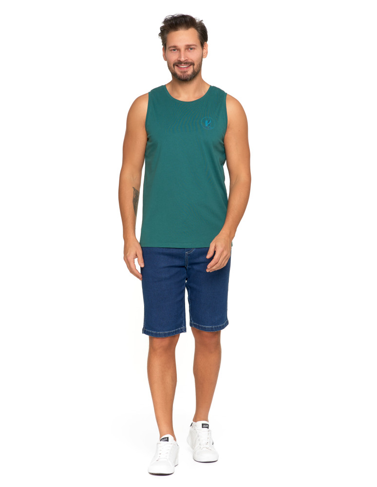 Koszulki, topy, koszule - Koszulka męska bez rękawów bawełniana tank top z nadrukiem TURKUSOWY - produkt moraj.pl 4