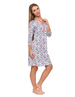 Damska koszula nocna bawełniana rozpinana z rękawem 3/4  - produkt 2