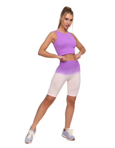 Legginsy bezszwowe damskie kolarki push-up - RÓŻOWY  - produkt 2