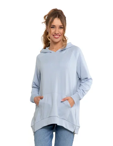Bluza damska dresowa oversize z kapturem - NIEBIESKI - produkt 2