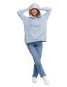 Bluza damska dresowa oversize z kapturem NIEBIESKI