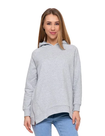 Bluza damska dresowa oversize z kapturem - SZARY - produkt 2