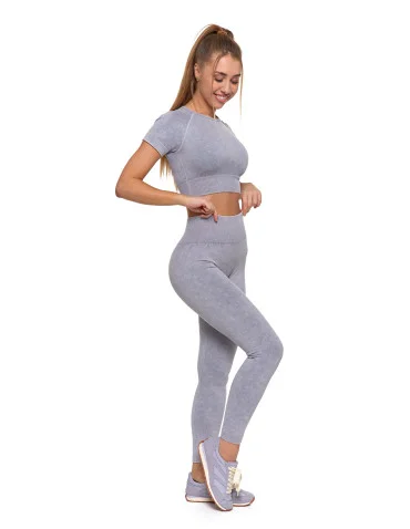 Legginsy damskie bezszwowe z wysokim stanem sportowe - SZARY - produkt 2