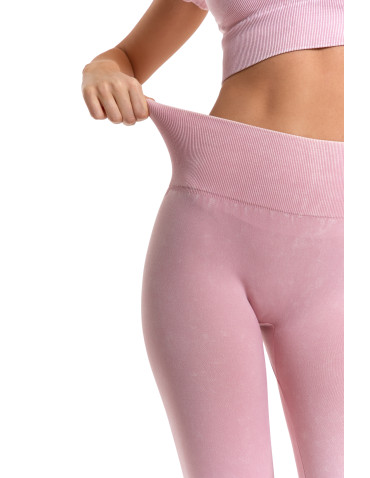 Legginsy - Legginsy damskie bezszwowe z wysokim stanem sportowe RÓŻOWY - produkt 6