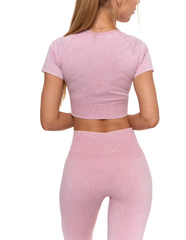 Legginsy - Legginsy damskie bezszwowe z wysokim stanem sportowe RÓŻOWY - produkt 7