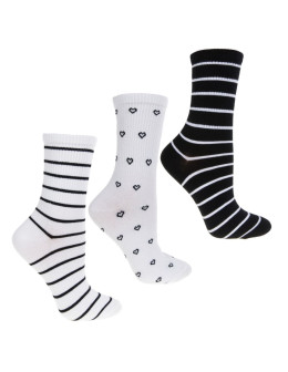 Damskie skarpety długie czarno-białe szeroki ściągacz 3-pak