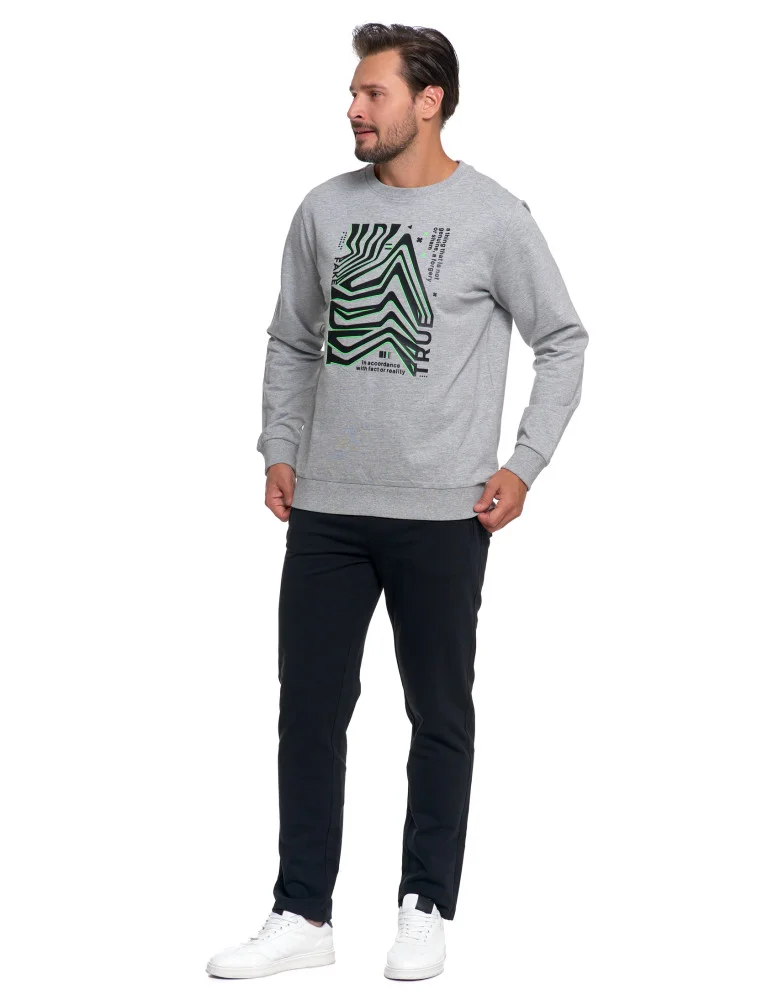 Bluzy męskie - Bluza męska z nadrukiem bez kaptura JASNY SZARY - produkt moraj.pl 2