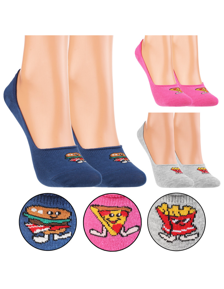 Niskie stopki - Skarpetki niskie stopki damskie zabawne 3-pak WIELOKOLOROWY - produkt moraj.pl 1