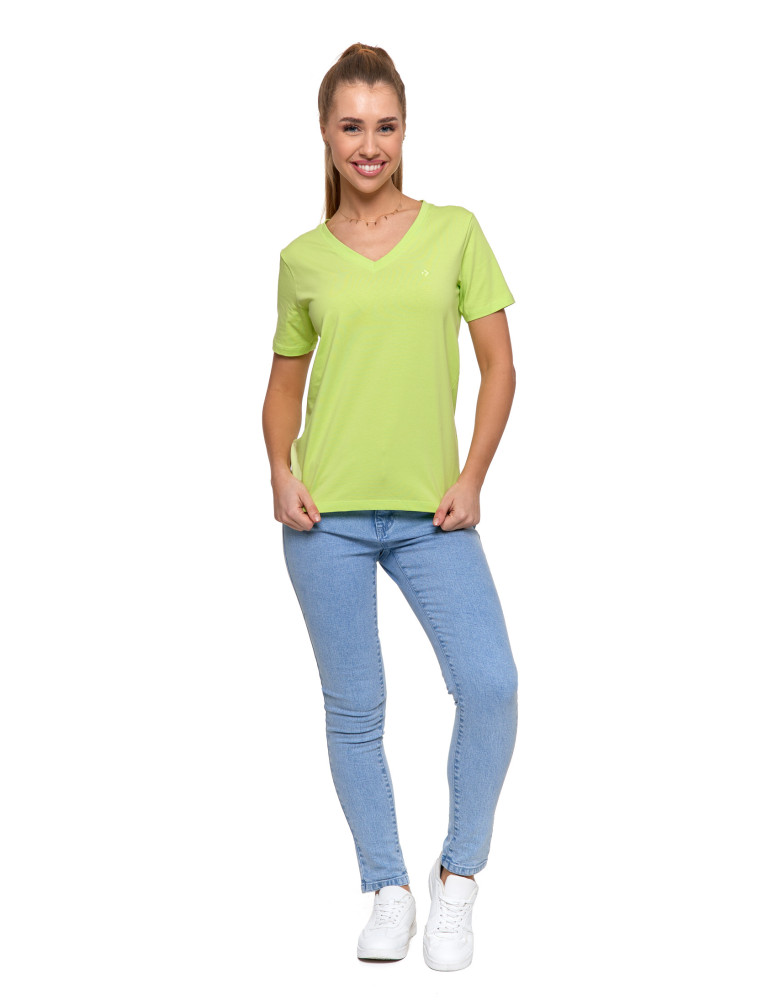 Koszulki i topy - Koszulka damska bawełna Premium T-shirt dekolt w serek LIMONKOWY - produkt moraj.pl 4