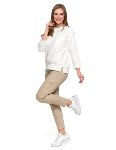 Bluza damska z kieszonką o luźnym kroju - BIAŁY - produkt 2