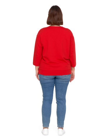 Bluzy - Bluza damska z kieszonką o luźnym kroju CZERWONY - produkt 8