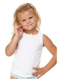 Bawełniany podkoszulek dziewczęcy na ramiączkach