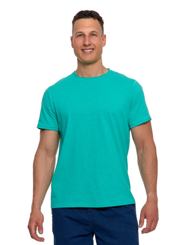 Koszulki, topy, koszule - T-shirt męski basic z bawełny slub TURKUSOWY - produkt 1