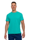 T-shirt męski basic z bawełny slub TURKUSOWY