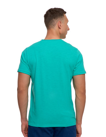 Koszulki, topy, koszule - T-shirt męski basic z bawełny slub TURKUSOWY - produkt 2