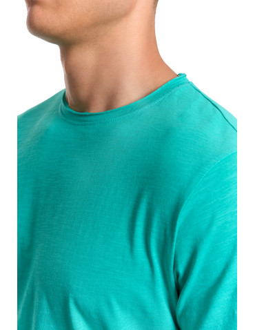 Koszulki, topy, koszule - T-shirt męski basic z bawełny slub TURKUSOWY - produkt 4