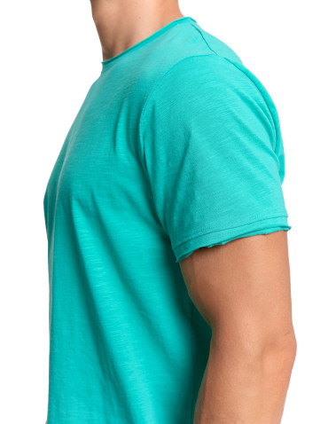 Koszulki, topy, koszule - T-shirt męski basic z bawełny slub TURKUSOWY - produkt 5