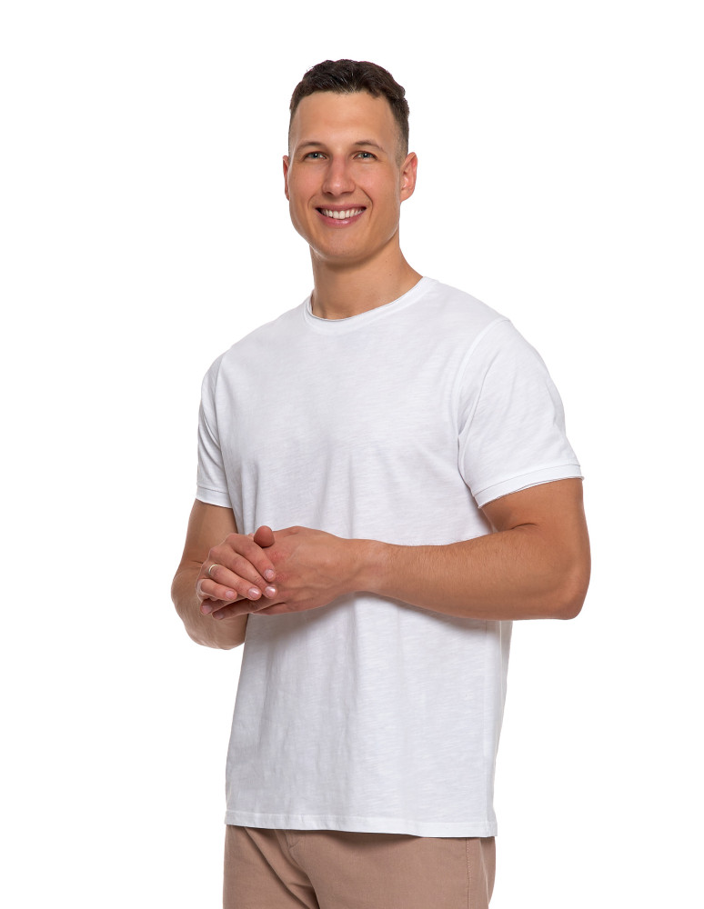 Koszulki, topy, koszule - Męski T-shirt z bawełny 100% klasyczny BIAŁY - produkt moraj.pl 3