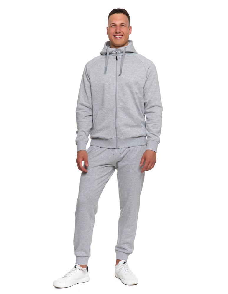 Bluzy - Męska bluza dresowa z kapturem rozpinana JASNY SZARY - produkt moraj.pl 8