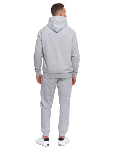 Bluzy - Męska bluza dresowa z kapturem rozpinana JASNY SZARY - produkt 9