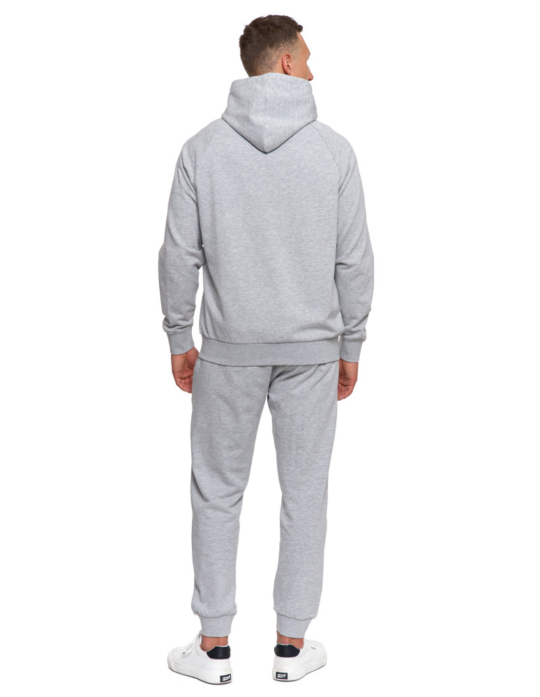 Bluzy - Męska bluza dresowa z kapturem rozpinana JASNY SZARY - produkt moraj.pl 9