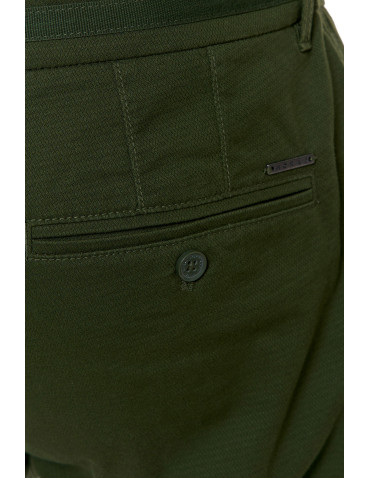 Szorty - Męskie szorty materiałowe z kieszeniami i troczkiem KHAKI - produkt 5