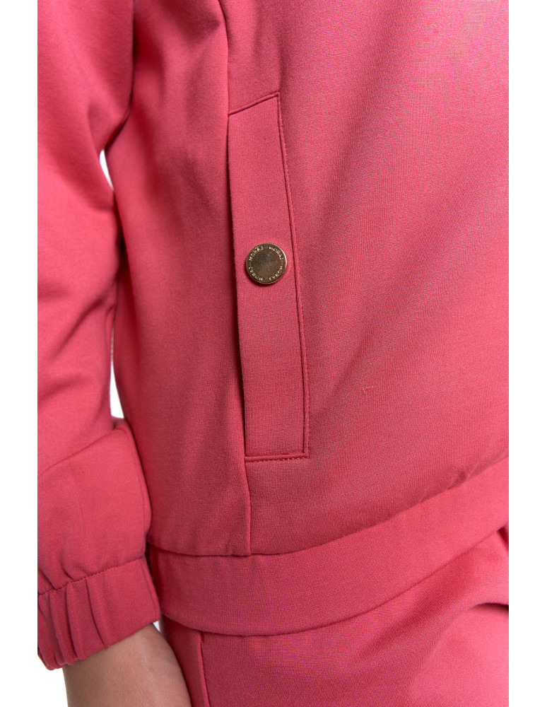 Bluzy - Bluza damska ze stójką na suwak i kieszeniami RÓŻOWY - produkt moraj.pl 4