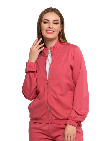 Bluzy - Bluza damska ze stójką na suwak i kieszeniami RÓŻOWY - produkt 1