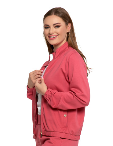 Bluzy - Bluza damska ze stójką na suwak i kieszeniami RÓŻOWY - produkt 6