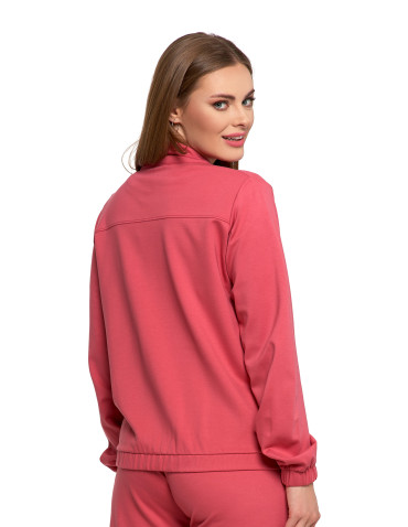 Bluzy - Bluza damska ze stójką na suwak i kieszeniami RÓŻOWY - produkt 3