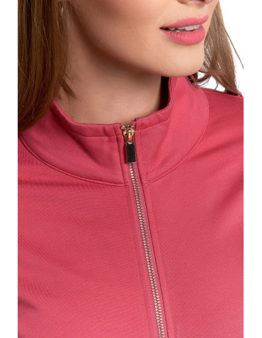 Bluzy - Bluza damska ze stójką na suwak i kieszeniami RÓŻOWY - produkt 5