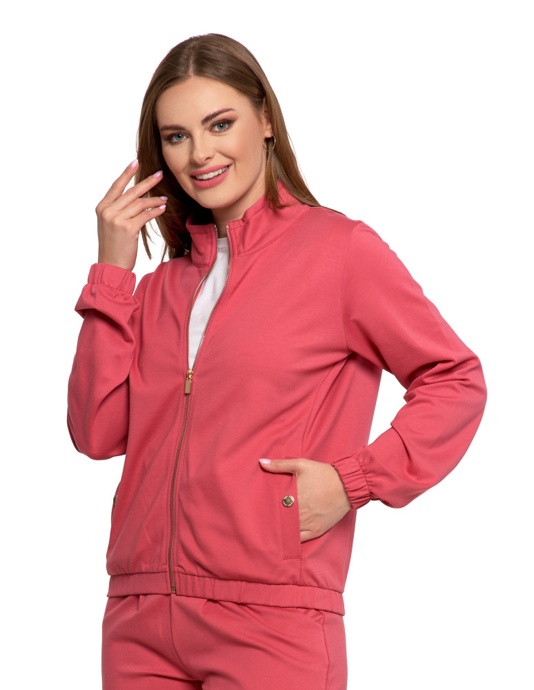 Bluzy - Bluza damska ze stójką na suwak i kieszeniami RÓŻOWY - produkt moraj.pl 7