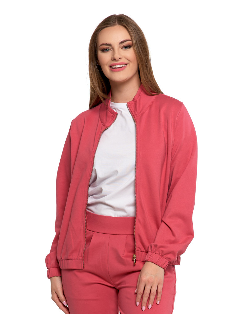 Bluzy - Bluza damska ze stójką na suwak i kieszeniami RÓŻOWY - produkt moraj.pl 8