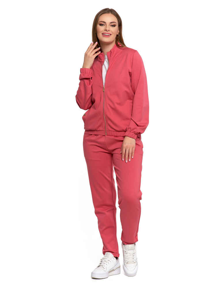 Bluzy - Bluza damska ze stójką na suwak i kieszeniami RÓŻOWY - produkt moraj.pl 9