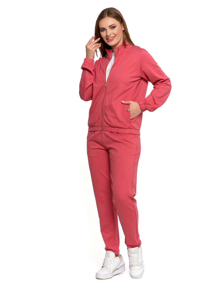 Bluzy - Bluza damska ze stójką na suwak i kieszeniami RÓŻOWY - produkt moraj.pl 10