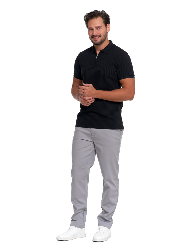 Polo - Koszulka polo męska z zamkiem i kołnierzykiem CZARNY - produkt moraj.pl 10