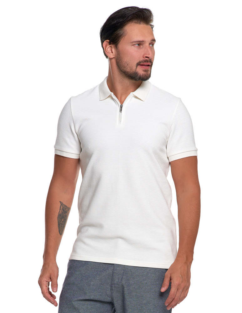 Polo - Koszulka polo męska z zamkiem i kołnierzykiem BIAŁY - produkt moraj.pl 1