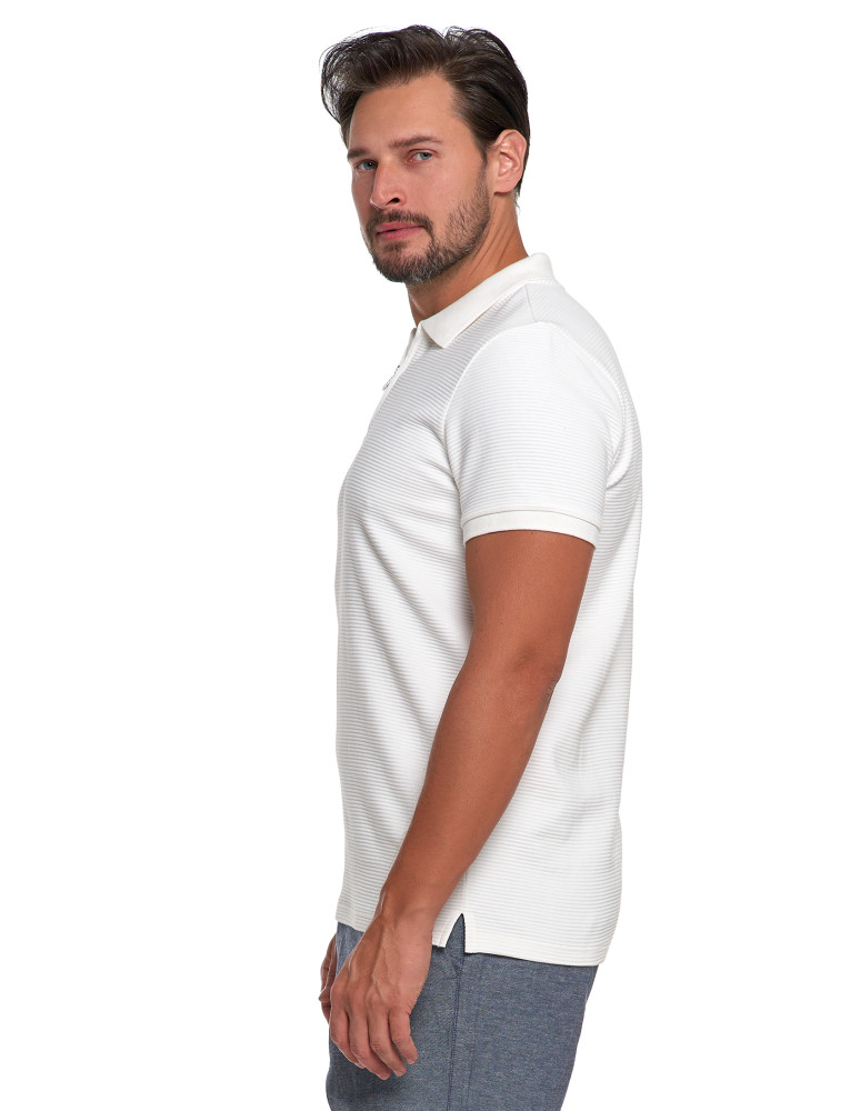 Polo - Koszulka polo męska z zamkiem i kołnierzykiem BIAŁY - produkt moraj.pl 2