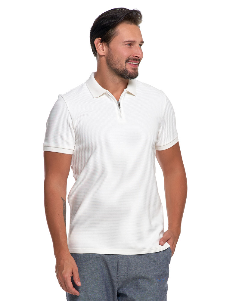 Polo - Koszulka polo męska z zamkiem i kołnierzykiem BIAŁY - produkt moraj.pl 3