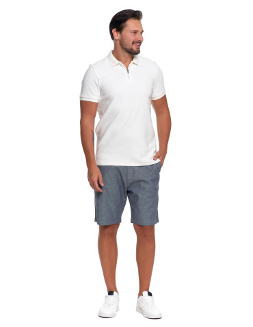Polo - Koszulka polo męska z zamkiem i kołnierzykiem BIAŁY - produkt 5