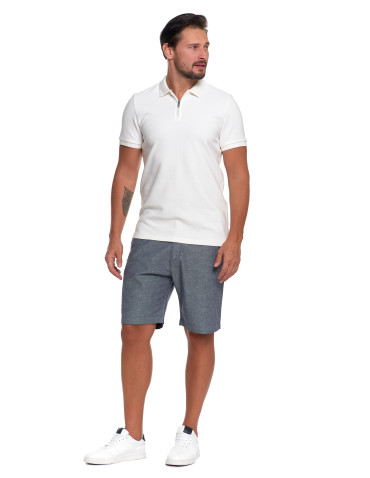 Polo - Koszulka polo męska z zamkiem i kołnierzykiem BIAŁY - produkt 8