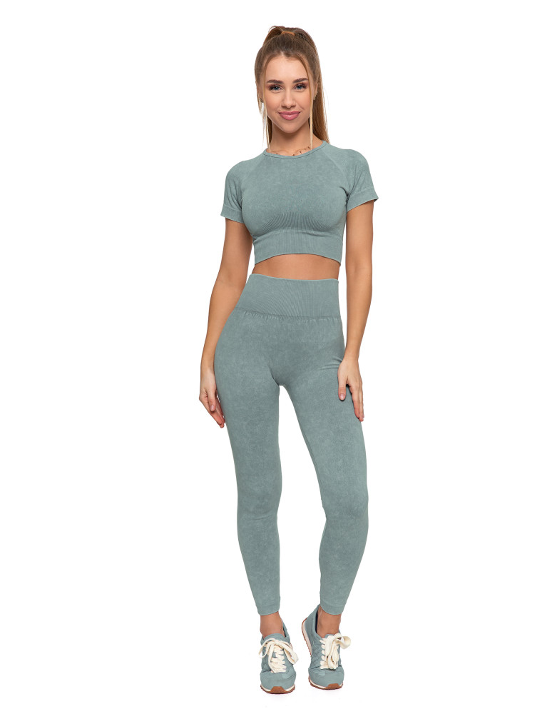 Legginsy - Legginsy damskie bezszwowe z wysokim stanem sportowe ZIELONY - produkt moraj.pl 1