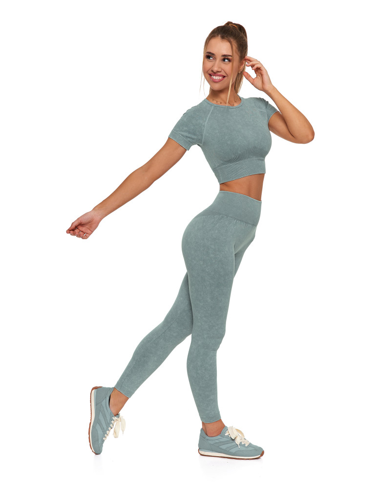 Legginsy - Legginsy damskie bezszwowe z wysokim stanem sportowe ZIELONY - produkt moraj.pl 3