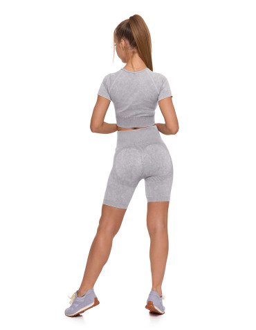 Legginsy - Legginsy kolarki damskie z wysokim stanem i efektem push-up SZARY - produkt 4