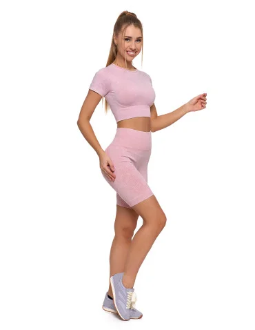 Legginsy kolarki damskie z wysokim stanem i efektem push-up - RÓŻOWY - produkt 2