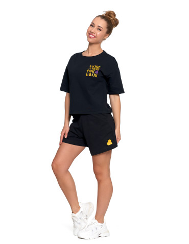 Koszulki i topy - T-shirt damski o luźnym kroju z napisami CZARNY - produkt 10