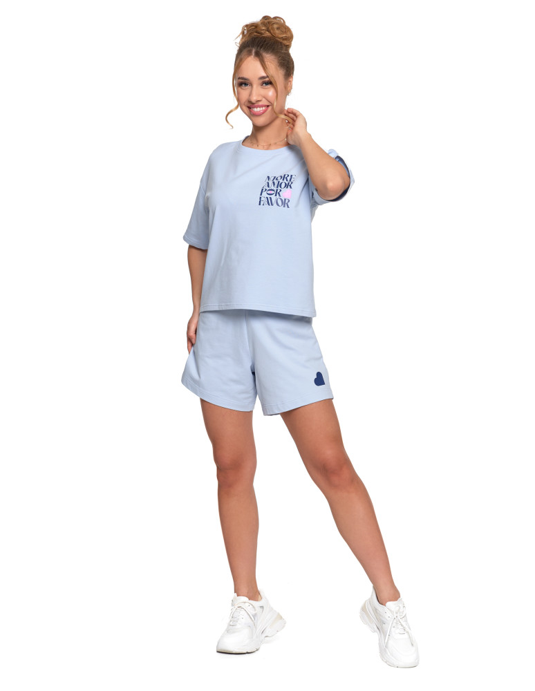 Koszulki i topy - T-shirt damski o luźnym kroju z napisami JASNY NIEBIESKI - produkt moraj.pl 9